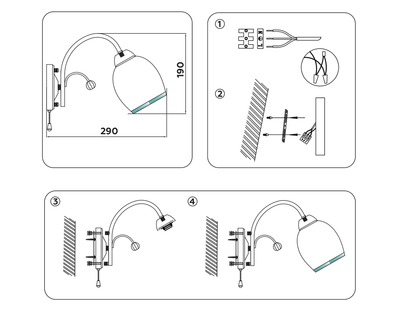 Настенный светильник с выключателем TR3195 GD/CL/FR золото/прозрачный/белый матовый E27 max 40W 190*110*290