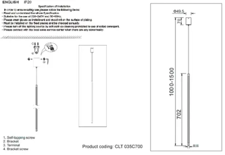 Светильник подвесной Crystal Lux CLT 035C700 BL 1400/216