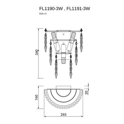 Бра Sovrana Gold FL1190-3W, E14х3
