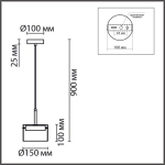 8232/1 COMFI LN26 230 черный/прозрачный, металл/стекло Подвес LED GX70 1*10W 220V NATALINA