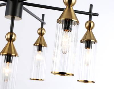 Светильник на штанге LH55257/7 BK/BS/CL черный/латунь/прозрачный E14*7 max 40W D640*520