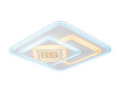 Потолочный светодиодный светильник с хрусталем FA255 WH белый 118W 500*500*80 (ПДУ РАДИО 2.4)
