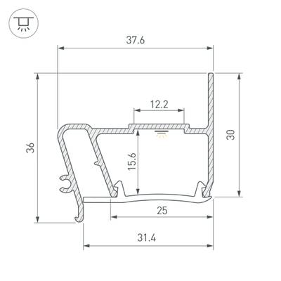 Профиль STRETCH-S-30-WALL-SIDE-2000 (STEP) (Arlight, Алюминий)