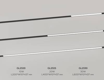 Светильник светодиодный трековый Magnetic 48V 10mm GL2325 BK черный IP20 20W 3CCT 3000-6400K 400*10*37