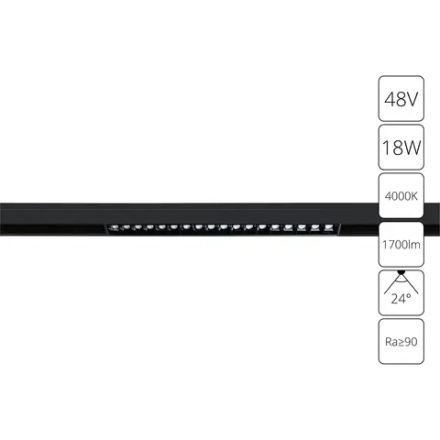 Магнитный трековый светильник Arte Lamp LINEA A4665PL-1BK, 1хLED