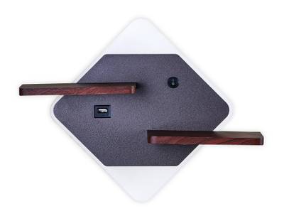 Настенный светодиодный светильник с выключателем, USB и полкой FW101 CF/WD кофе/дерево LED 3000K/4200K/6400K 12W 340*250*105