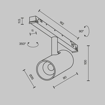 Трековый светильник Фокус / Focus Led Exility X 2700-6000K 5Вт 36° Dim Dali2, TR243-4-5WTW-DD2-B. TM Maytoni