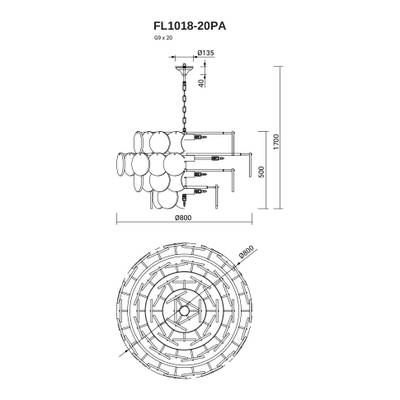 Подвесная люстра Di Marmo FL1018-20PA, G9х20