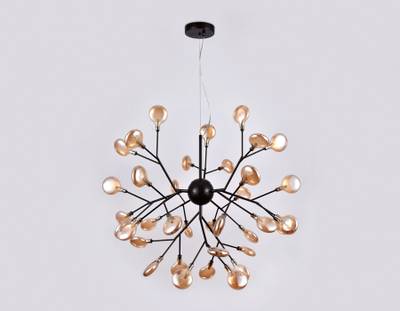 Подвесная люстра TR3021/36 DCF/TI темный кофе/янтарь G4/36 max 20W D750*650 (лампы LED G4 1.5W 4200K в комплекте)