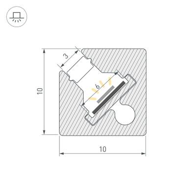 Профиль с экраном SL-KANT-H10-SQUARE-2000 IRON GREY (Arlight, Алюминий+пластик)