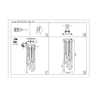 ST153.543.27 Люстра подвесная Белый LED 1*27W 4000K 2 295Lm Ra IP20 D350xH1 500 180-240V
