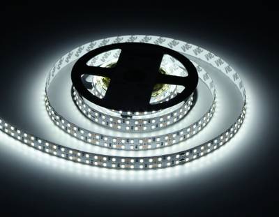 Светодиодная лента двухрядная GS1603 2835 240Led/ 19.2W m/ 12V IP20 6500K/ 5000*14*1.2mm/ кратность резки 25mm (2 конт.)