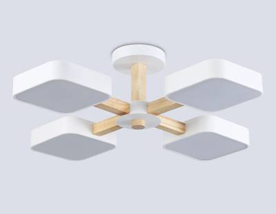 Светильник светодиодный подвесной FL4879/4 WH/WD белый/дерево 24W 3000-6000K D610*160 (без ПДУ)