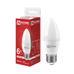 Лампа светодиодная LED-СВЕЧА-VC 6Вт свеча 4000К нейтр. бел. E27 570лм 230В IN HOME 4690612020419