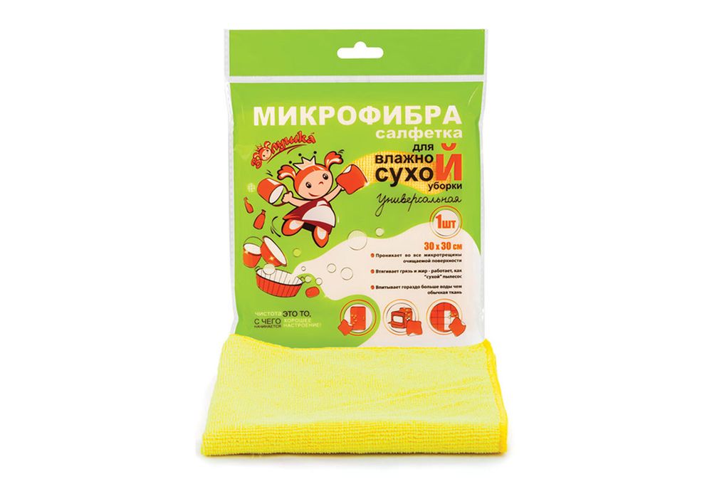 Салфетка сухая из микрофибры &quot;Золушка&quot; универсальная /30*30см/, 1шт.