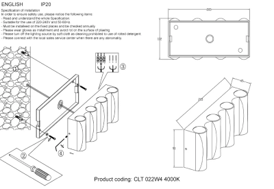 Бра Crystal Lux CLT 022W4 BL-GO 4000K 1400/415