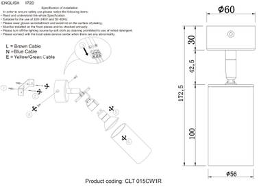 Светильник потолочный Crystal Lux CLT 015CW1R BL 1400/231