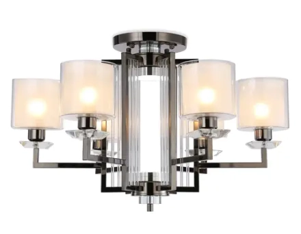 Потолочная люстра TR4422/6 DCH/CL/FR черный хром/прозрачный/белый матовый E27*6 max 40W D748*463 (лампы LED E27*6 10W 4200K в комплекте)