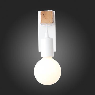 SL1142.501.01 Светильник настенный Белый, Светлое дерево E27 1*60W
