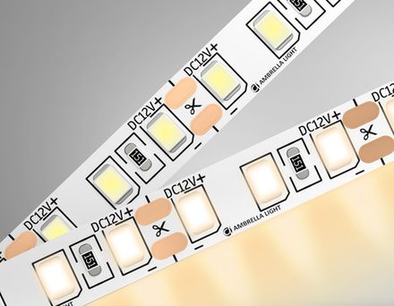 Светодиодная лента GS1101 2835 120Led/ 9.6W m/ 12V IP20 3000K/ 5000*8*1.2mm/ кратность резки 25mm (2 конт.)