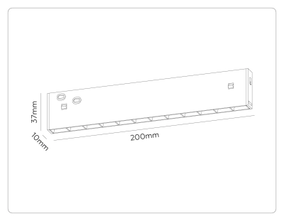 Светильник светодиодный трековый Magnetic 48V 10mm GL2335 BK черный IP20 10W 3CCT 3000/4200/6400K 200*10*37