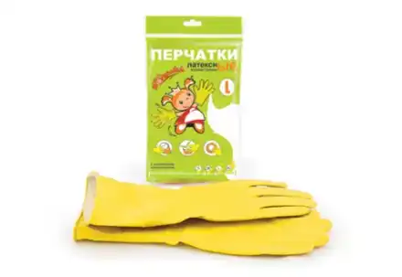Перчатки хозяйственные "Золушка" латексные желтые, L