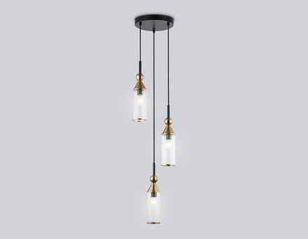 Светильник подвесной LH55252/3 BK/BS/CL черный/латунь/прозрачный E14*3 max 40W D230*1200