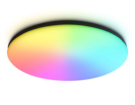 Потолочный светодиодный светильник с Wi-Fi Яндекс Алисой/Tuya/Smart Home/Alexa FZ2006 BK черный IP54 30W 3000K-6500K+RGB D450*60 (ПДУ ИК)