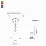 ST100.402.01 Светильник потолочный Черный GU10 1*7W IP20 D64xH99 220V Без ламп