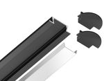 Алюминиевый профиль встраиваемый GP1001BK черный/матовый рассеиватель 2000*21.5*6.8, 2 заглушки в комплекте (для ленты до 11мм)