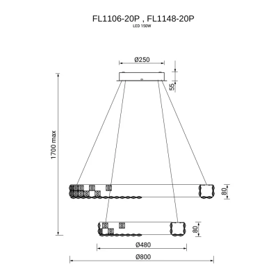 Люстра подвесная Elegance Chrome FL1148-20P, LED