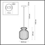 5042/1B PENDANT ODL24 445 черный/дымчатый/металл/стекло/эко.кожа Подвес E27 1*60W JUGI