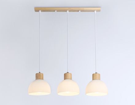 Подвесная люстра TR83135/3 LW/FR светлое дерево/белый матовый E27/3 max 40W 640*180*1040