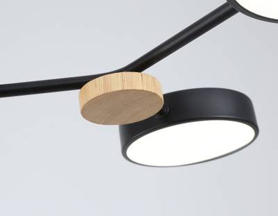 Светильник светодиодный подвесной FL4860/4 BK/WD черный/дерево 60W 3000-6000K 700*400*120 (без ПДУ)