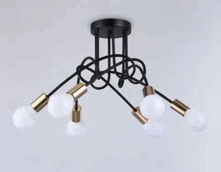 Потолочный светильник в стиле лофт TR80419/5 BK/GD черный/золото E27/5 max 60W D690*370