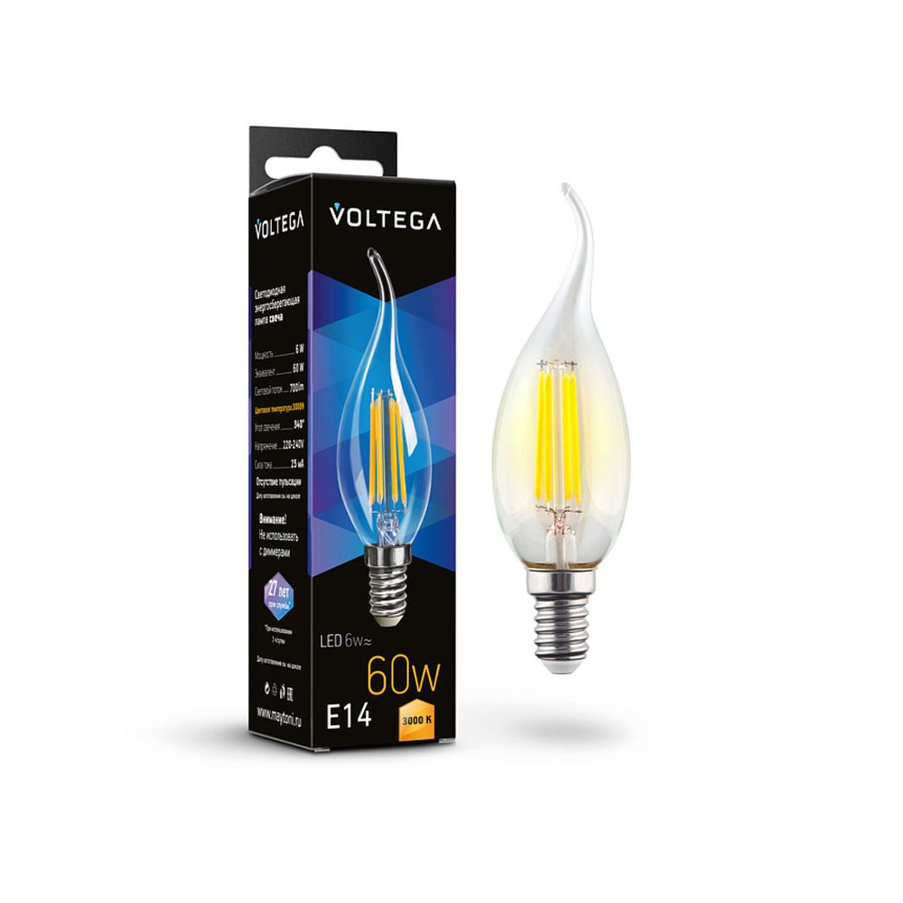 Светодиодная лампа Crystal Candle wind 6W 3000K E14 340°, 7209. TM Maytoni