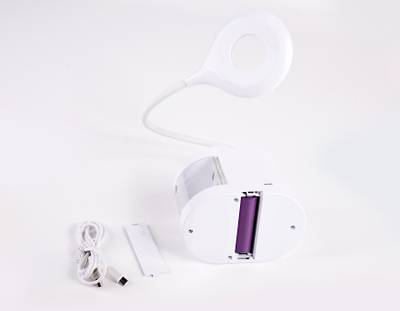 Настольная светодиодная лампа со встроенной аккумулятороной батареей и органайзером DE561 WH белый LED 4200K 4W