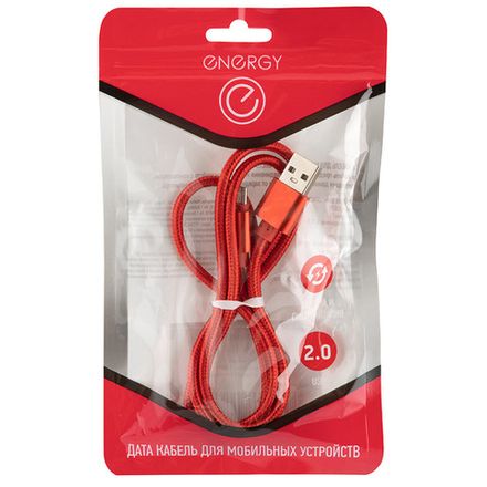 Кабель Energy ET-26 USB/MicroUSB, цвет - красный