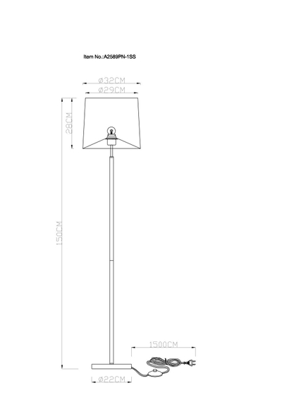 Торшер Arte Lamp RODOS A2589PN-1SS, 1хE27