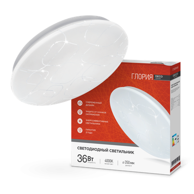 Светильник светодиодный DECO ГЛОРИЯ 36Вт 4000К 3240лм 230В 380х55мм IN HOME 4690612025100