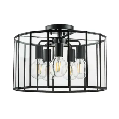 798257 Люстра GENNI 5х40W E27 ЧЕРНЫЙ МАТОВЫЙ/ПРОЗРАЧНЫЙ Lightstar