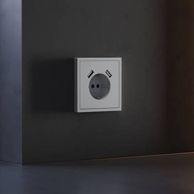 VLS000916 Накладка для розетки с заземлением и защитными шторками, с USB A+A, S70 (серый). (ТМ Maytoni)