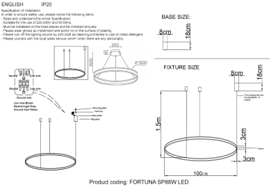 Люстра Crystal Lux FORTUNA SP88W LED BLACK 1811/301N