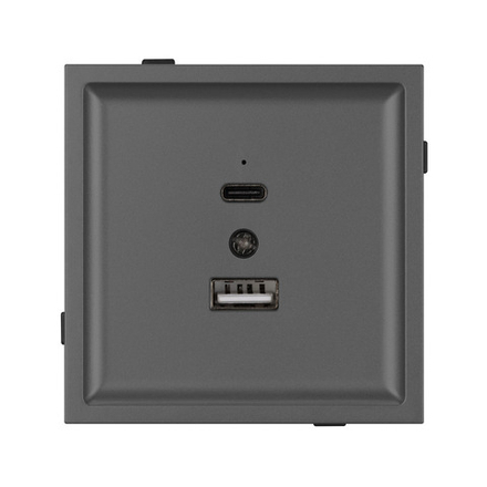 Механизм USB розетки SCT-TENDO-MUAC-SFPL-GR (5V, 3A, QC3) (Arlight, -)