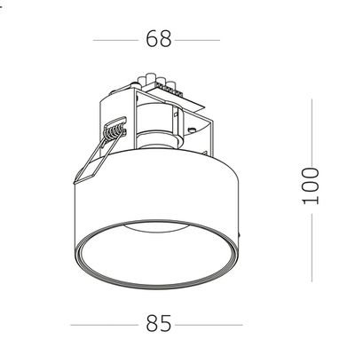 ST260.408.01 Св-к встр. Черный GU10 1*50W IP20 D85xH104 220V Без ламп