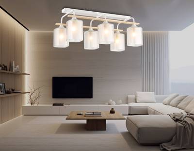 Светильник потолочный TR3033247/6 WH/WD белый/дерево E27/6 max 60W 580*340*245