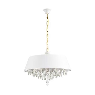 8374/6 CLASSI LN латунь/белый/прозрачный, металл/текстиль/хрусталь Люстра подвесная E27 6*60W 220V MITRIM