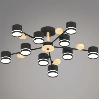 68730-0.3-10 GX53 BK+WOOD светильник потолочный Reluce, GX53х10
