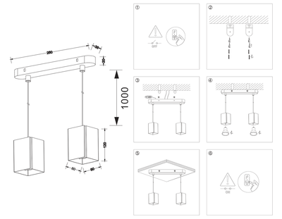 Светильник подвесной TN5133/2 BK черный E27/2 max 40W 260*80*1150