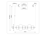 Светильник светодиодный подвесной LH11072 BK/SM черный/дымчатый 36W 3000K 745*230*230